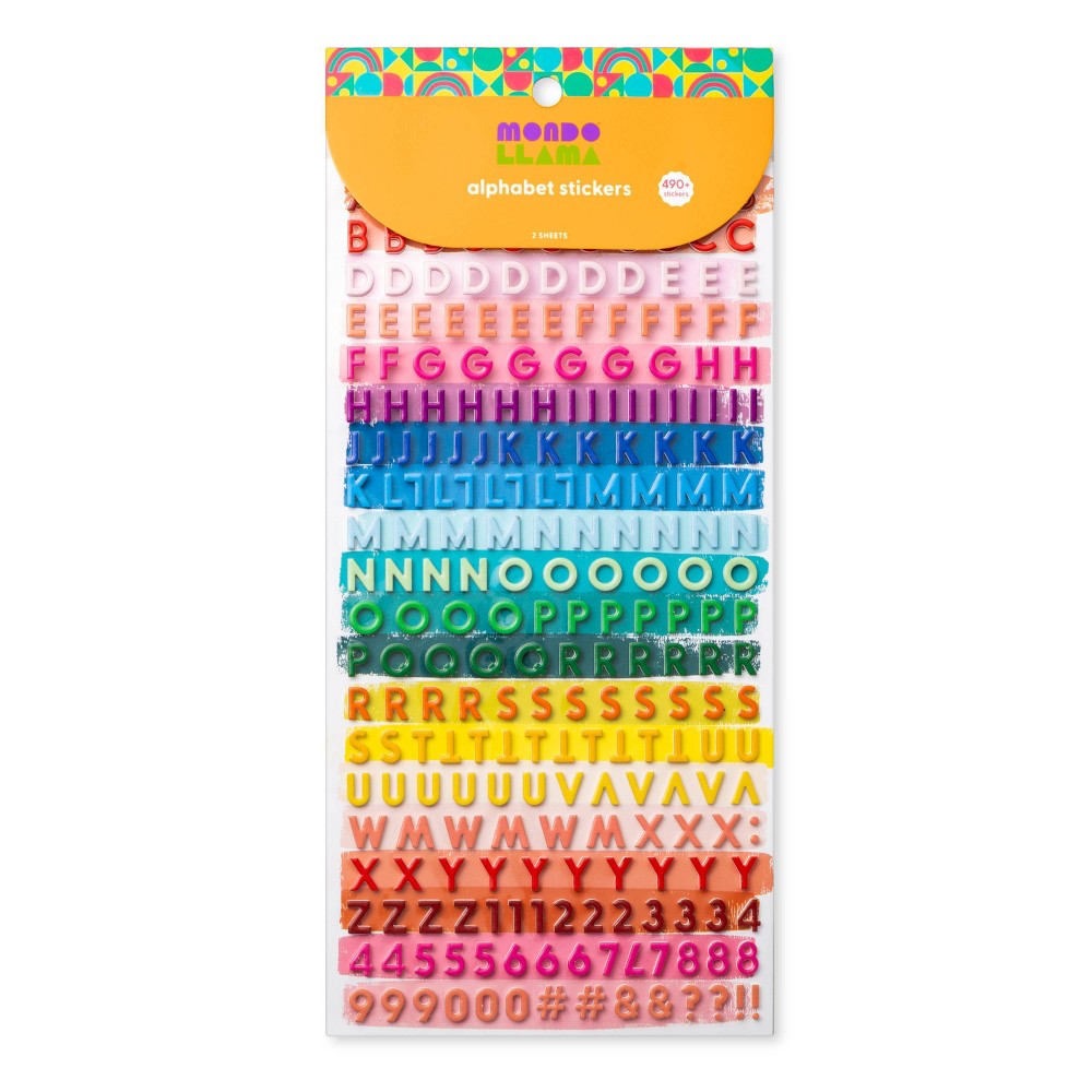 494ct Mini Alphabet Foam Stickers - Mondo Llama™: Small Letter & Number Scrapbook Stickers, 2 Sheets