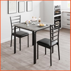 Dining Table Set for 2, 3 Piece Small Space Dining Set Square Table with 2 Upholstered Chairs - 1 of 4
