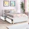 Full Size Wood Platform Bed Frame With 4 Storage Drawers Headboard Platform Full Size Bed Solid Wood Frame Easy Assembly Bed Frame, White - 2 of 4