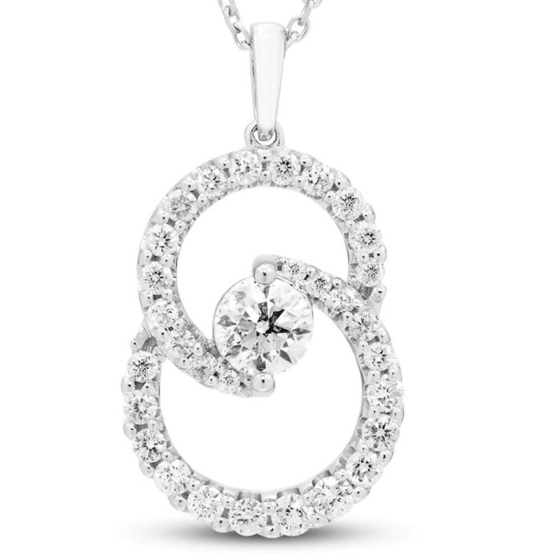 Pompeii3 1Ct T.W. Circled By Love Diamond Pendant 10k White Gold Women's Necklace, 1 of 5