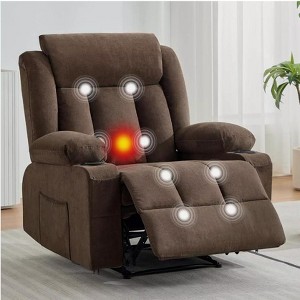 TackView Massage Rocker Recliner Sofa with Heat & Vibration – Ergonomic Rocking Sofa with 2 Side Pockets & 2 Cup Holders - 1 of 4