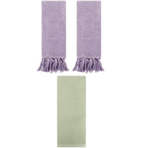 REGALWOVEN 3 Packs Cotton Soft Absorbent Tassels and Waffle Decorative Hand Towel - 1 of 4