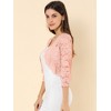 INSPIRE CHIC Women's Elegant 3/4 Sleeve Sheer Floral Lace Open Front Crop Shrug - 2 of 4