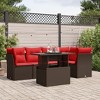 vidaXL 6 Piece Garden Sofa Set with Cushions Black Poly Rattan - Brown without storage - 2 of 4