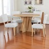 5-Piece Round Dining Set for 4, Retro Kitchen Table with Upholstered Chairs, Distressed Wood Finish and Trestle Base for Dining Room or kitchen - 3 of 4