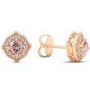Pompeii3 5/8ct Pink Topaz & Diamond Vintage Halo Studs 14k Rose Gold - 2 of 4