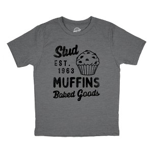 Youth Stud Muffins Baked Goods T Shirt Funny Bakery Joke Tee For Kids - Crazy Dog Youth T Shirt - 1 of 4