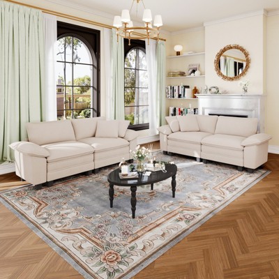 Captiva Designs Cloud Modular Loveseat Sofa Set, 2-Piece Sectional Couch with Deep Seats