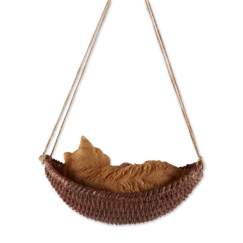 9.25&#34; Polyresin Napping Cat on Hammock Garden Figurine Brown - Zingz &#38; Thingz, 3 of 13