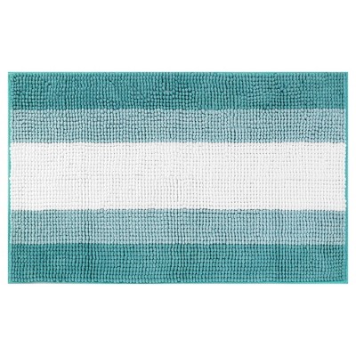 Unique Bargains Extra Soft and Absorbent Chenille Fluffy Striped With Non-Slip Backing Bath Floor Mat