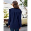 Womens Casual Tops V Neck Pullover Shirts Basic Long Slleeve Chiffon Tops Business Work Tunic Shirt with Adjustable Sleeve - 2 of 4