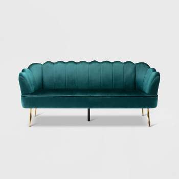Reitz Modern Glam Velvet Channel Stitch 3 Seater Shell Sofa - Christopher Knight Home