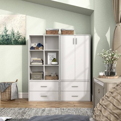 White Rectangular Stackable 6-Cube Wood Bookcase
