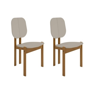 Manhattan Comfort Set of 2 Gales Mid - Century Modern Dining Chairs with Solid Wood Legs