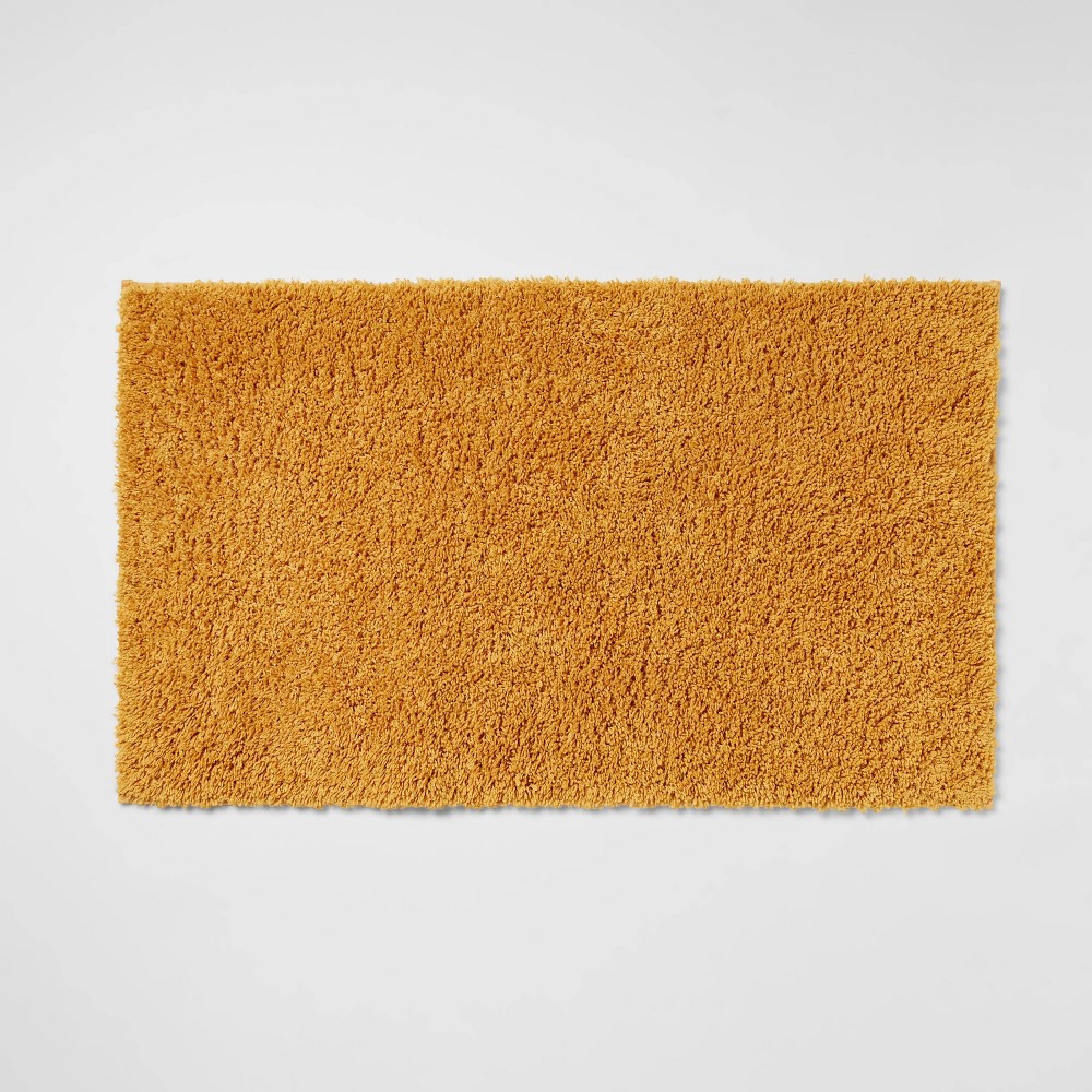 Photos - Bath Mat 20"x34" Antimicrobial Bath Rug Gold - Threshold™: Machine Washable, Latex Backed, Tufted Polyester