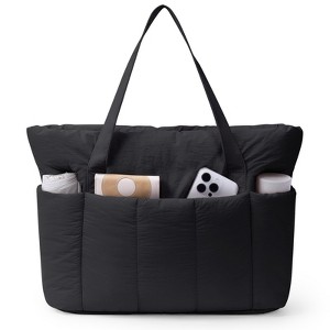 Generic Puffer Travel Tote Bag Work with Laptop Compartment, Lightweight Quilted Puffy Tote Bags - 1 of 4