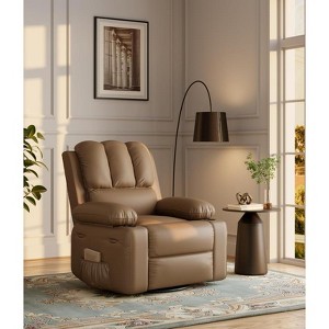 22" Rocker Swivel Recliner Chair - Thick 1.5X Sponge Cushion, Side Pocket & Cup Holder, Lazy Recliner for Living Room, Bedroom, Nursery - 1 of 4