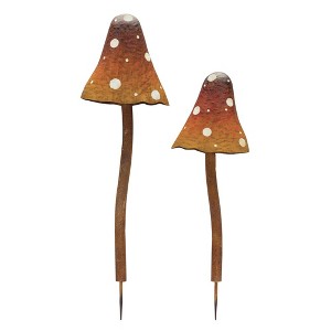 Iron Metal Mushroom Garden Stake (Set of 2) - 1 of 4
