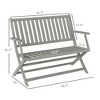 2-Person Foldable Wood Outdoor Bench with Backrest and Armrests for Garden, Porch, Park, Balcony - 3 of 4