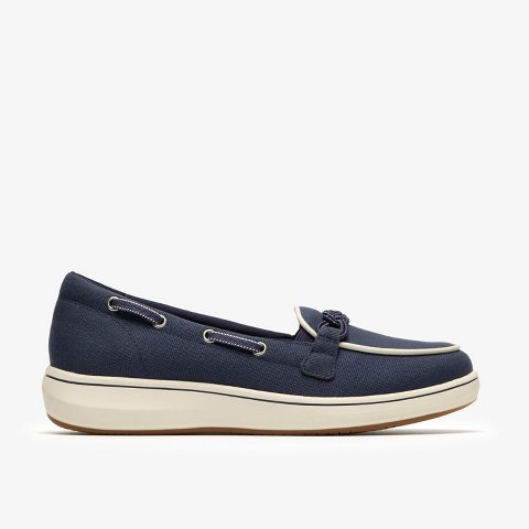 Обувь Clarks Cloudsteppers Womens Breeze Sky Bay Navy Canvas Shoes 10 Medium