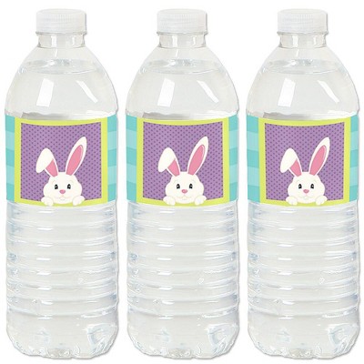 Big Dot of Happiness Hippity Hoppity - Easter Bunny Party Water Bottle Sticker Labels - Set of 20