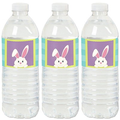 Big Dot of Happiness Hippity Hoppity - Easter Bunny Party Water Bottle Sticker Labels - Set of 20
