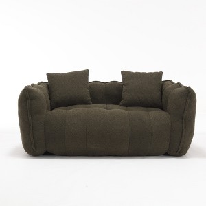 Cesicia 64.57 in-W x 33.86 in-D x 23.23 in-H Brown Chenille Soft Bean Bag Seat for 2 People - 1 of 4