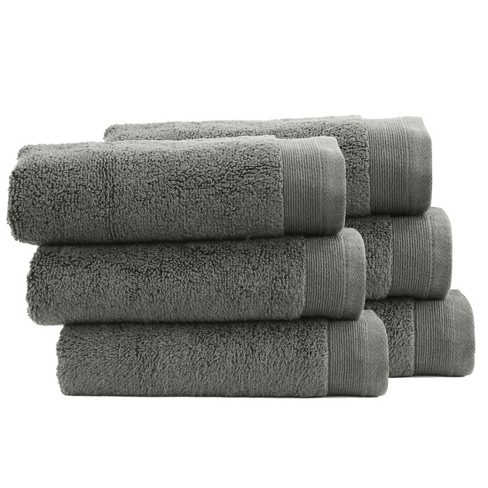 Super Soft Luxury Hand Towels - 6 Hand Towels / Gray / 100% Cotton