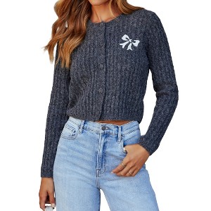 VICI Womens Shes The One Bow Detail Cardigan - 1 of 4