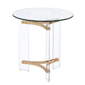 Royal Hampton 23 Inch Round End Table, Glass Top, Acrylic Legs - 1 of 4