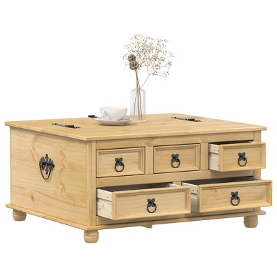 Storage Box Honey Solid Pine Wood, Engineered Wood, Metal LargevidaXL