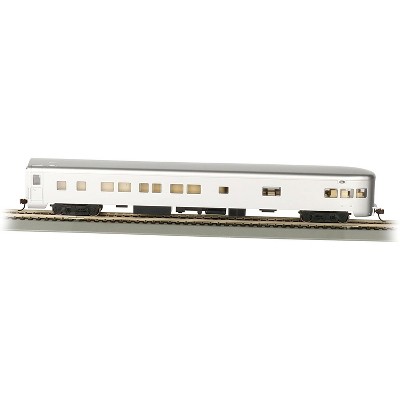 Bachmann Trains 14308 Unlettered Aluminum Observation Car with Lighted Interior 1:87 HO Scale Die Cast Metal Wheels Model Train w/ E-Z Mate Couplers