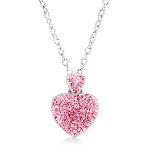 Chanteur Hypoallergenic Kids Jewelry Accessories Heart Pink Crystal White Gold Palladium Plating Necklace Pendant - 1 of 1