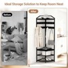 Corner Coat Rack with Storage, Hall Tree with Mesh Shelves, Farmhouse Floorstanding Clothes Rack Shoes Shelf Organizer for Entryway Bedroom - 3 of 4