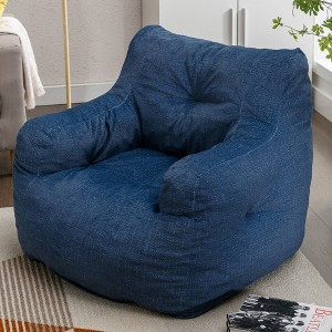 Soft Velvet Fabric Bean Bag Chair Filled With Memory Sponge - 1 of 3