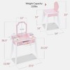 Best Choice Kids Wooden Pretend Play Vanity and Chair Set w/ Mirror – Little Girls Makeup Table with 3 Drawers - 2 of 4
