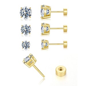 Turandoss 3Pairs Moissanite Cartilage Stud Earrings for Women Men, 925 Sterling Silver Post Flat Back Hypoallergenic Earring Set, Christmas Gifts - 1 of 4