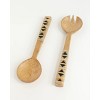 Slickblue Geometric Mango Wood Salad Servers, 12", Hand-Carved with Rattan, Modern Boho Style - 3 of 4