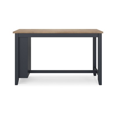 Beige and Blue Extendable Mango Wood Counter Height Dining Table