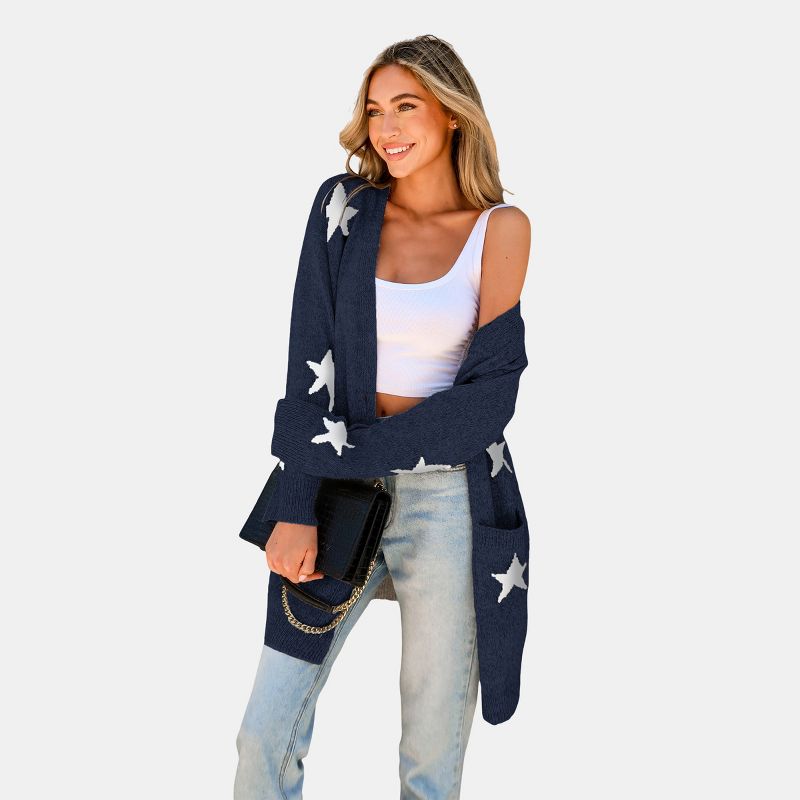 Women's Star Print Button-Front Cardigan - Cupshe, 1 of 7