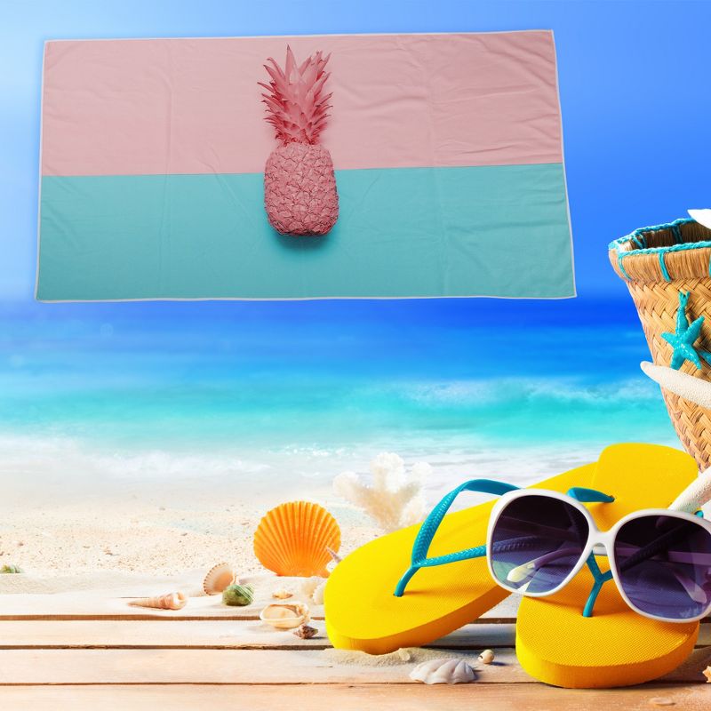 Unique Bargains Soft Absorbent Beach Towel Pineapple Pattern Classic Design Pink 55"x28" for Beach 1 Pcs, 2 of 7