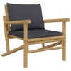 vidaXL Patio Furniture Set Outdoor Conversation Set Sofa with Cushions Bamboo - 2x Chair + Table Dark Gray - 4 of 4