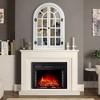 Beautyolove Farmhouse Arched White Wood Framed Windowpane Wall Mirror - 2 of 4
