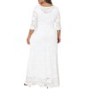 Women's Plus Size Floral Lace Scooped Neck 3/4 Sleeves Formal Evening Wedding Flowy Maxi Dresses with Pocket - Agnes Orinda - 4 of 4