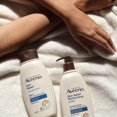 Aveeno Skin Relief Fragrance-Free Moisturizing Lotion for Sensitive Skin,  with Natural Shea Butter & Triple Oat Complex, Unscented Therapeutic Body