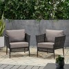 Patio Rope Club Chairs Set Of 2,Patio Arm Chairs  With Square Cushions And Metal Frame,Outdoor Woven Rope Backrest Kitchen Chair-Coolbibila - 2 of 4