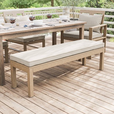 Bordeaux 57" Beige Aluminum Outdoor Dining Bench with Foam Cushion