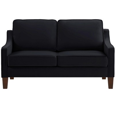 NicBex Velvet Loveseat Sofa Modern Small Leisure Sofa Couch Upholstered Love Seat Couch with Wood Legs for Bedroom,Living Room,Black