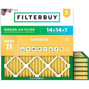Filterbuy 14x14x1 Air Filter (6-Pack), Pleated MERV 11 Allergen Defense Replacement HVAC AC Furnace Filters (Actual Size: 13.75 x 13.75 x 0.75) - 1 of 4