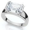 Pompeii3 Certified 2 2/3ct East West Emerald Cut Engagement Ring Gold or Pt Lab Created - 3 of 4